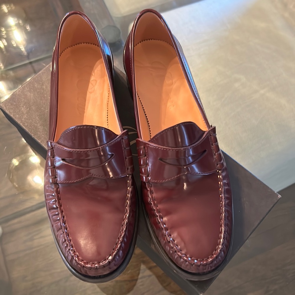 J.Crew burgundy leather penny loafer